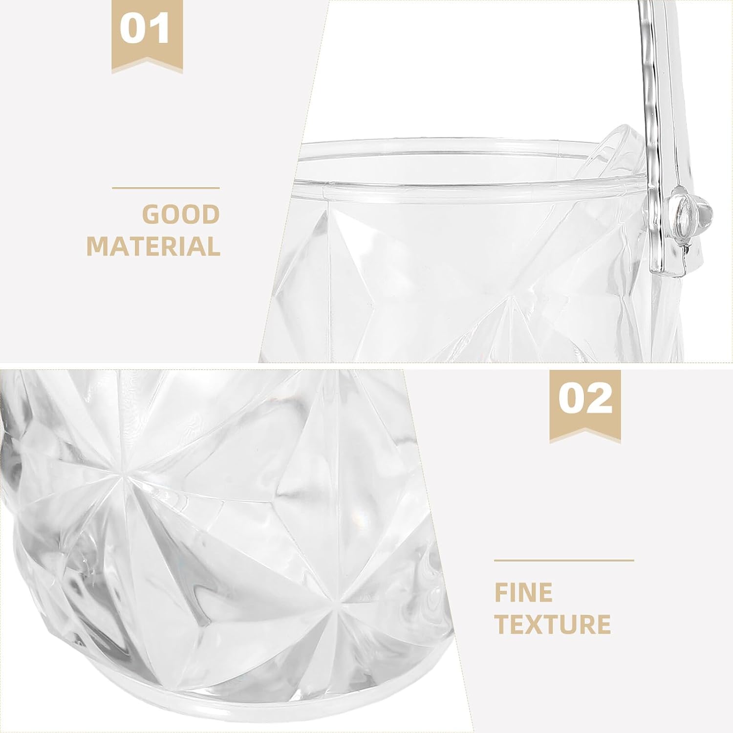 Portable Ps Ice Bucket with Plastic Ice Cube Tongs, Lightweight Outdoor Camping and Picnic Drink Cooler Set