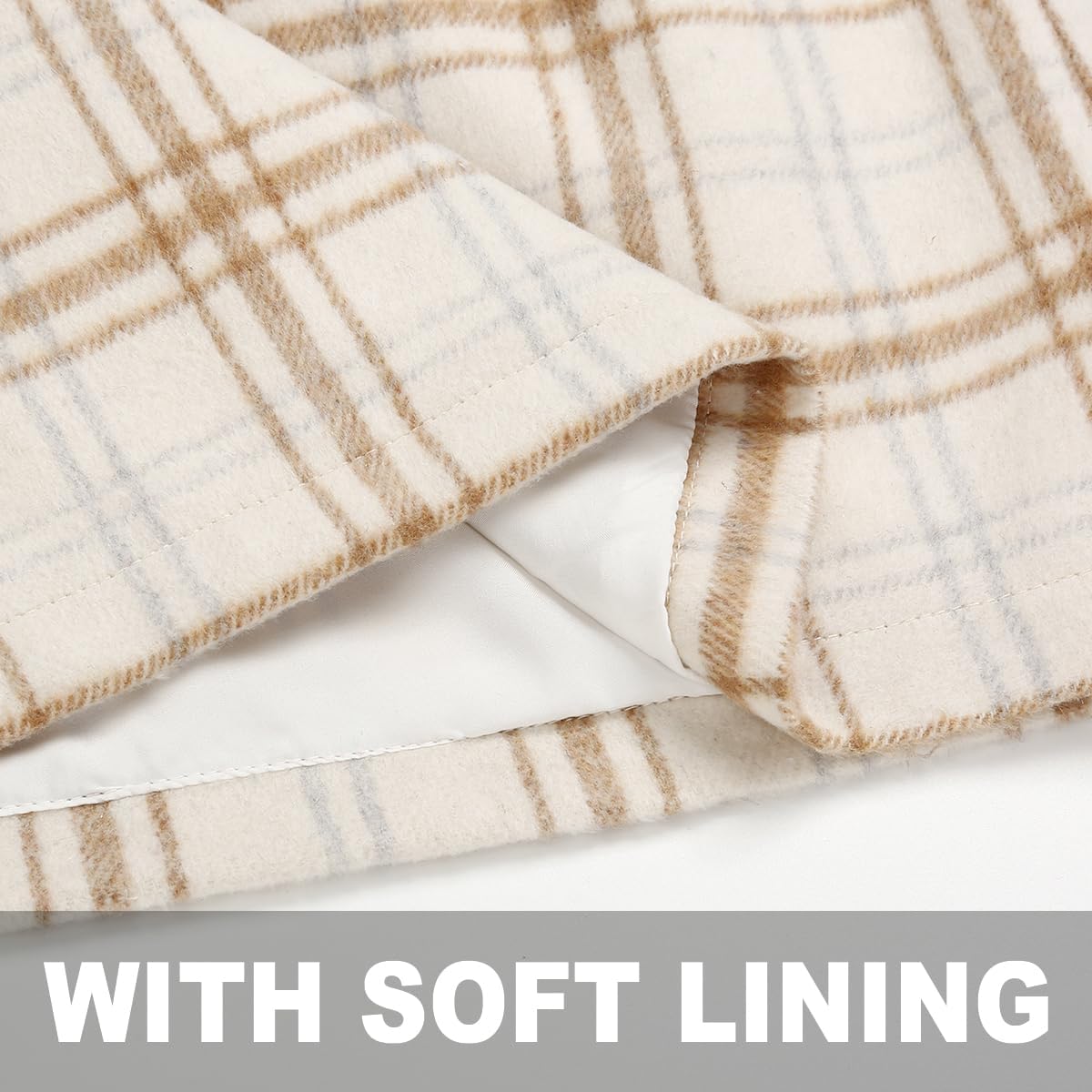 Kinghua Womens Wool Plaid Mini Skirt Fall Winter High Waisted Bodycon Pencil Skirt - Image 4