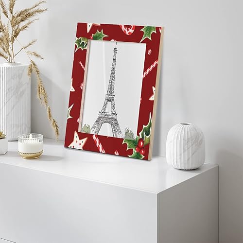 Miniatura 9 de Marcos de fotos de 5 x 7 pulgadas con acuarela, bastón de caramelo de madera, marco de fotos de escritorio, marco de fotos de mesa para oficina,