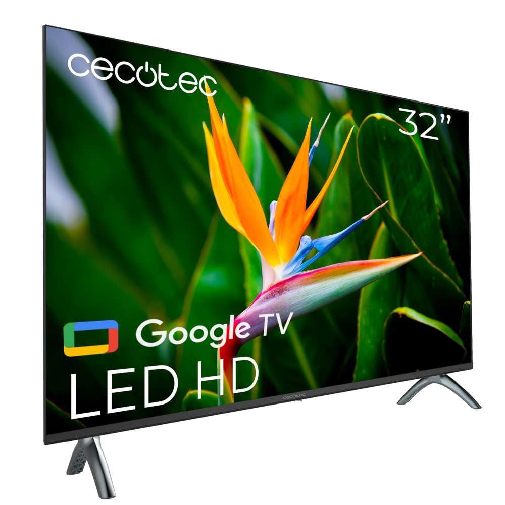 Cecotec Smart TV - LED-Fernseher mit 32 Zoll, HD-Auflösung - A4 Serie ALH40032S. Google TV Betriebssystem, Dolby Audio, HDR10, 16 GB ROM, Bluetooth, compatible to Google Voice Assistant und Chromecast