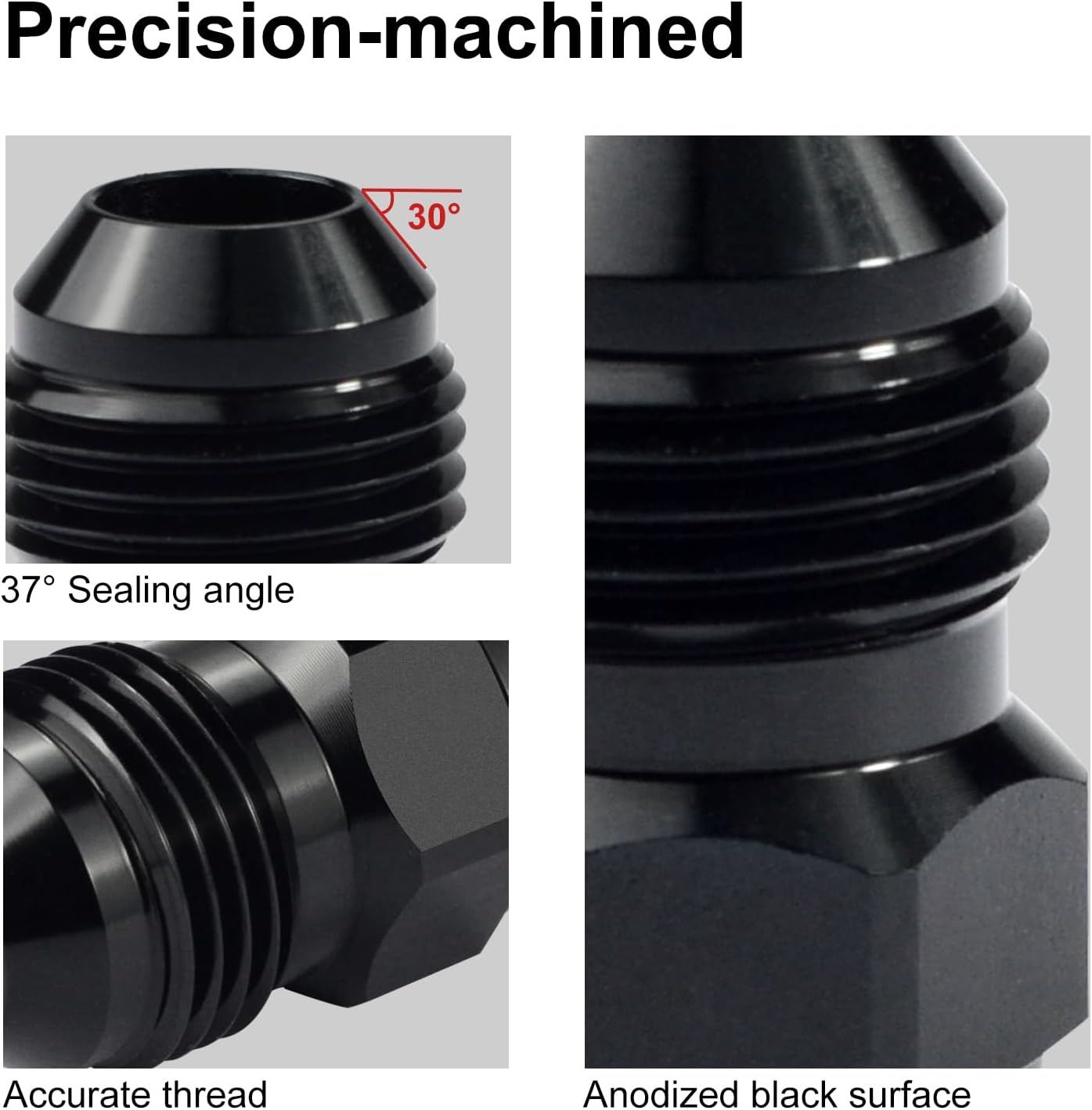 8AN Female to 10AN Male Falre Expander Fitting Adapter Aluminum Black 2PCS