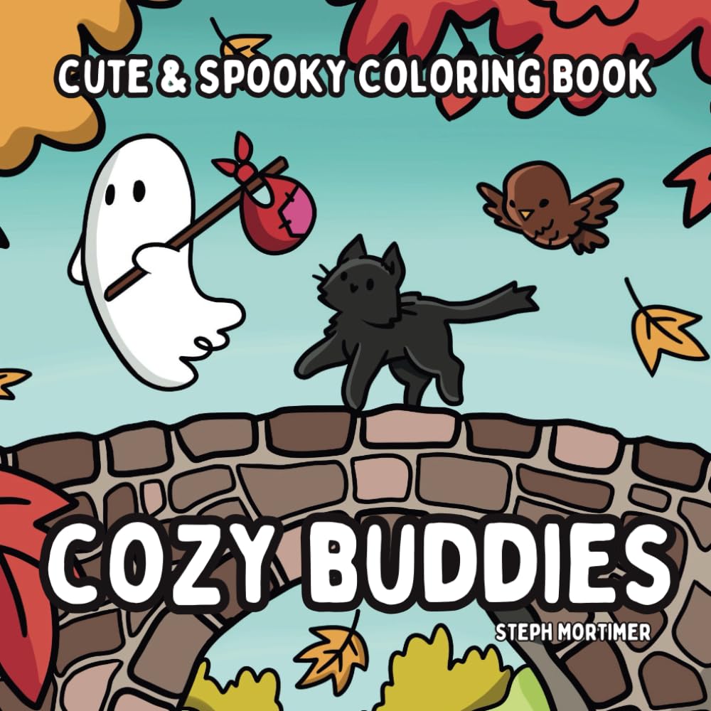 Cozy Buddies: Cute and Spooky Coloring Book: Bold and Easy Coloring Book for Adults and Teens with Adorable Buddies in Cozy Hygge Moments for Relaxation