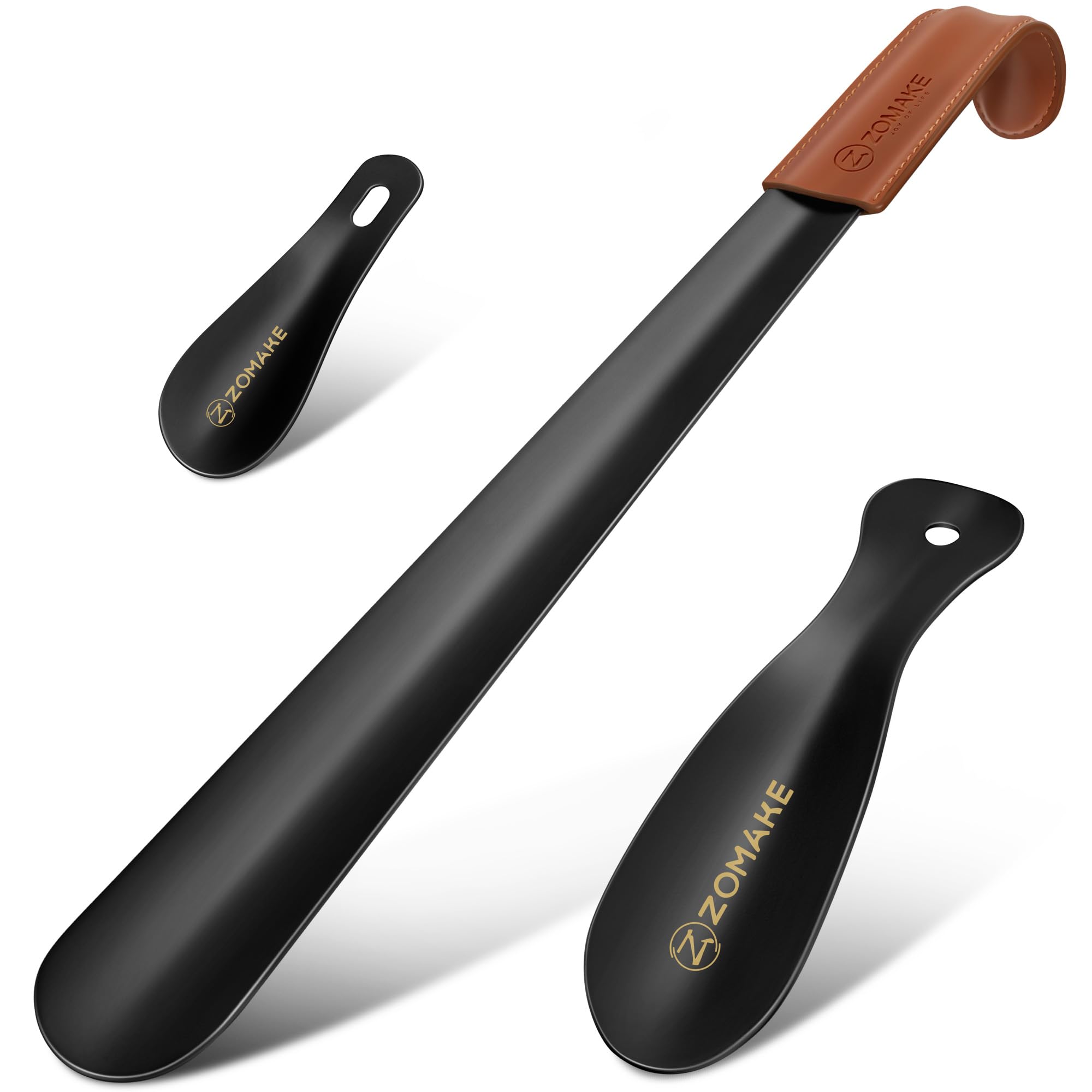 ZOMAKE Calzascarpe Lungo, Calza Scarpe Metallo 42cm, 19cm Calzante per Scarpe Corto, 10cm Shoe Horn Mini per Uomini Donne Anziani