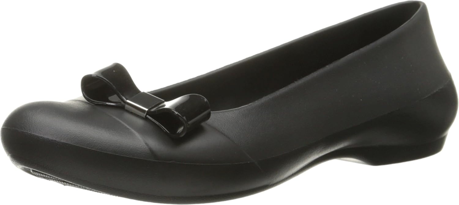 Crocs Women's Gianna Bow Ballet Flat, Black/Black, 10 B(M) US