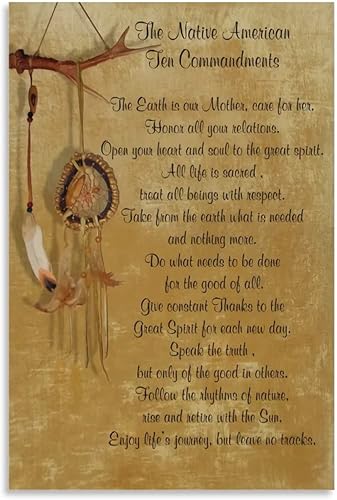 Póster de lienzo de los diez mandamientos de los nativos americanos, pósteres vintage, pinturas artísticas para pared, decoración del hogar,