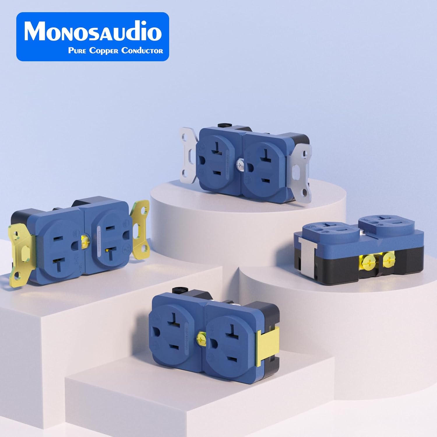 Monosaudio Audiophile Duplex Receptacle 20 Amp 125V Pure Copper Audio Wall Outlet an Audiophile Power Receptacle with Flame Retardant Shell for Home Stereo Sound Systems（24k Gold Plated ）