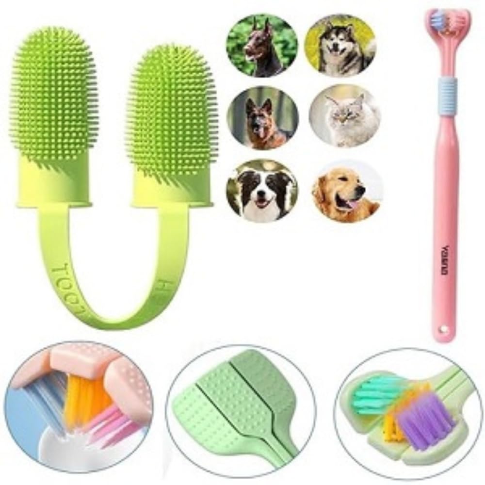 TWINZEN 3 Sided Head & Double Finger Dog Toothbrush | Non-Slip Finger Toothbrush | Pet Teeth Cleaning Set with Soft Bristles for Easy Dental Care | Suitable for Large to Small Dog, Cat, Pet Supplies (B0CLP9Q3YM) Amazon Price History, Amazon Price Tracker