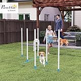 PawHut Agility Set Hunde 6-teiliges Agility-Ausrüstung für Hundetraining klappbar Steckhürdenset mit 6 Slalomstangen Tragetasche Trainingszubehör Koordinationstraining Agilityset für Spiele Training