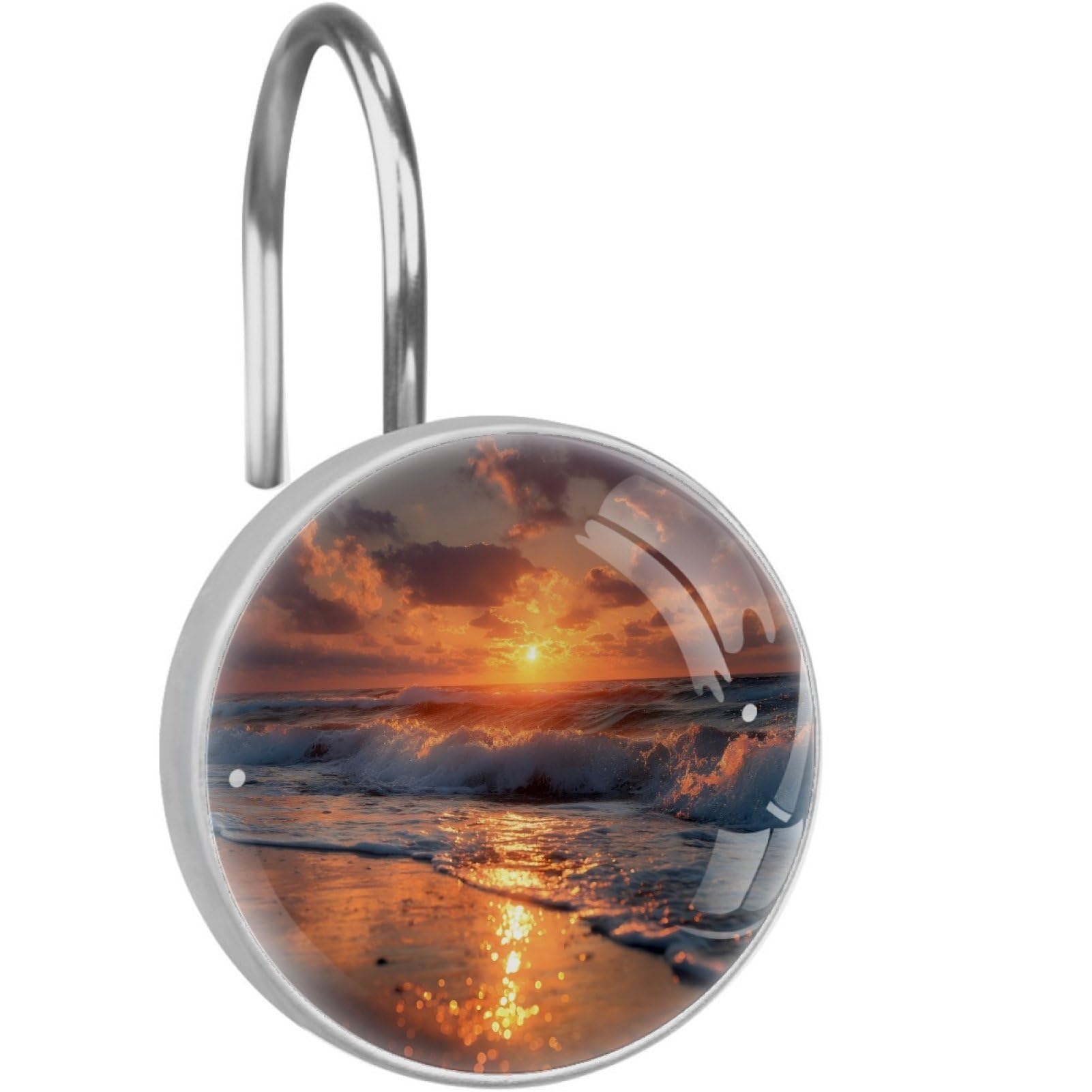 VAPOKF Decorative Shower Curtain Hook, Coastal Sunset Rustproof Stainless Steel Shower Curtain Hook for Bathroom, Shower Curtain Hangers for Shower Rod