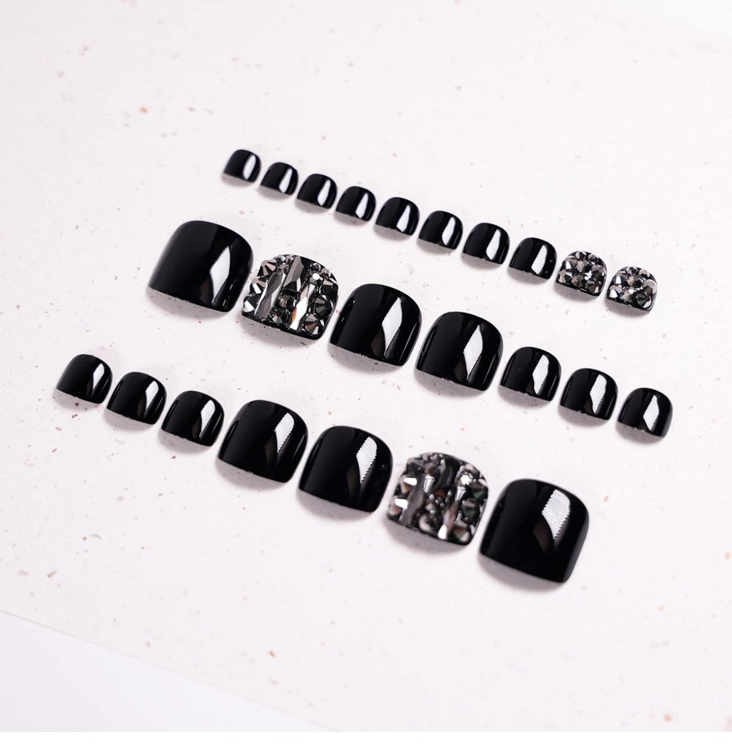 Black Rese Fake Press Nail Stick Acrylic Nails Tips with Designs False Set Art Tool