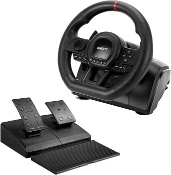 Snopy V30 Series STEERING-SET V30 ONLY PC Multi-Function Pedal Player Steering Wheel from Steering Wheel with Fixed Mounting Apparatus on the Table.