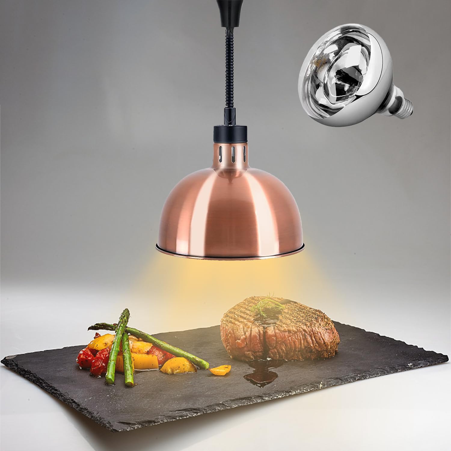 Rcqeuiol Hanging Heat Lamp, Commercial Food Warmer, Adjustable Light for Pizza, Catering Heating Lamps, Warmer for Cafeteria Restaurant Buffet Kitchen