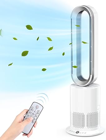 スリムタワーファン 羽根無し扇風機 空気循環タワーファン首振り転倒