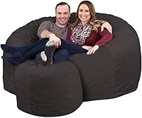 Vista 50 de ULTIMATE SACK 6000 Silla Puf de 6 Pies con Reposapiés, Funda de Gamuza Negra – Tumbona de Espuma de Gran Tamaño, Asiento de Suelo, Sofá Pequeño