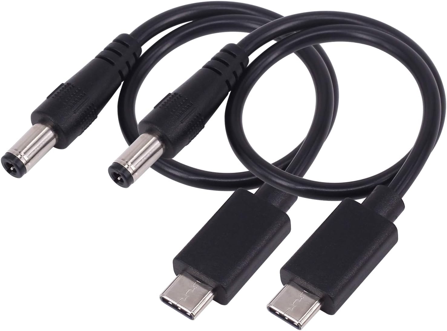 [2 Pack 0.25m USB 3.1 Type C USB-C Male to DC 5.5X2.5mm Male Power Jack Extension Charge Cable Charging Cord Adapter (Type c to 5.5X2.5mm)
