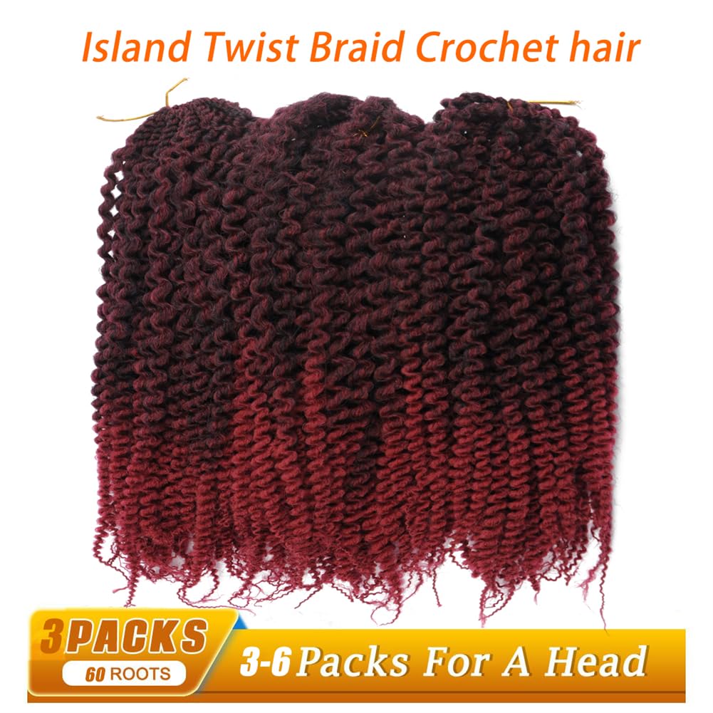 3 Pack/Lot Island Twist Braid Crochet hair 14/18 Inch Pre Stretched Marley Twist Braids hair Soft Afro Twist Braiding Hair Spring Twist crochet Hair Extensions (#T1b/bug, 14 Inch)