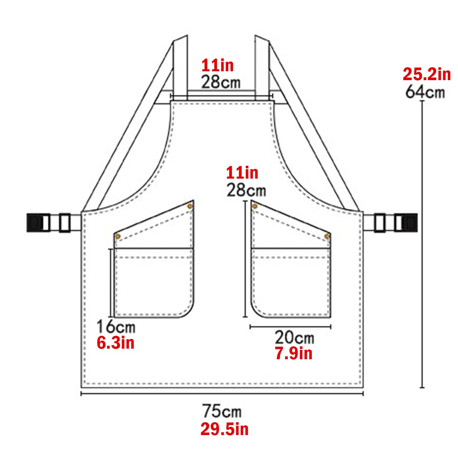 Ajustables Cocina Delantal con 4 Bolsillos para Hombres Y Mujeres, Trabajo Delantal para Camarero Restaurante CaféBeige,One Size