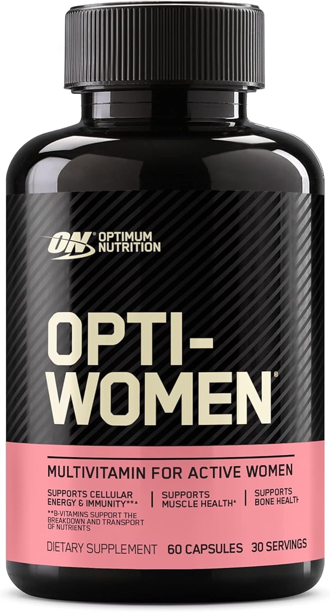 Optimum Nutrition ON Optiwomen, Multivitamin und Mineralstoffe Kapseln für Frauen mit Folsäure, Vitamin C, Vitamin D und B Komplex Hochdosiert, Haut und Haare Vitamine, 30 Portionen, 60 Kapseln