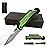 ALBATROSS 6-in-1 Modern Damascus Steel Folding Pocket Knives with LED Light,Seatbelt Cutter,Glass Breaker,Magnesium Fire Starter,Bottle Opener;Multi-Function Emergency Tool(Green-DA)