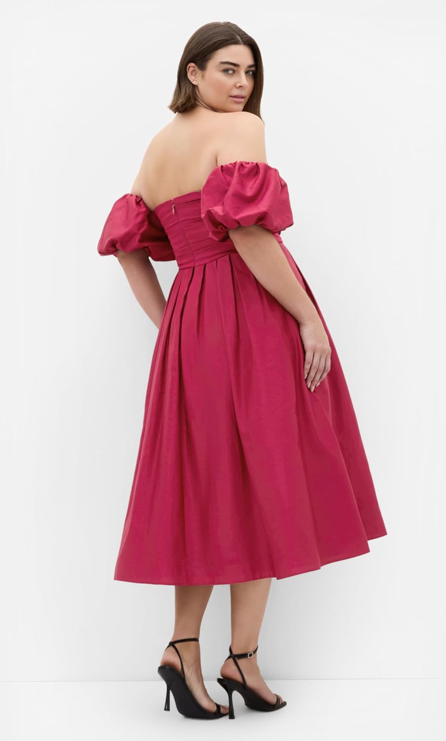 City Chic Plus Size Dress - Rosalee Puff Sleeve Midi