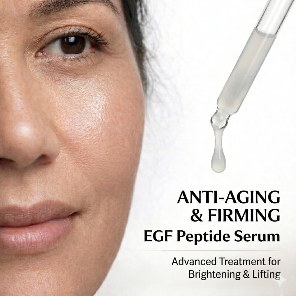 EGF Serum - Dark Spot Remover & Instant Face Lift Serum, Korean Anti-aging Face Moisturizer - GHK-Cu Copper Peptides, Hyaluronic Acid, Niacinamide, Vitamin C Serum for Face 0.68 fl oz