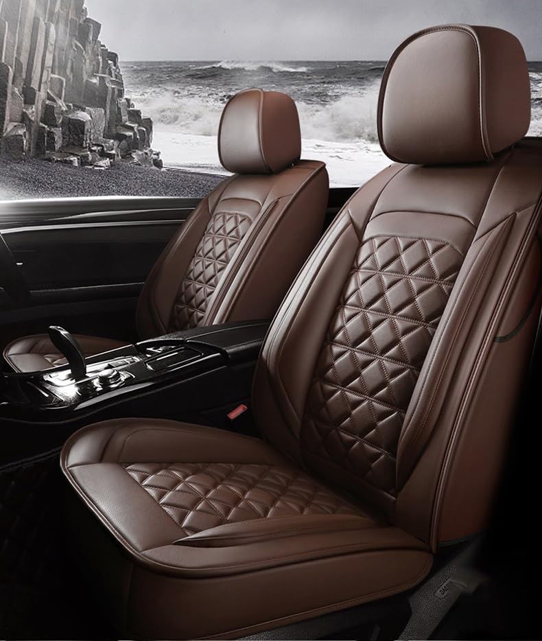 Housse de siège auto universelle en cuir PU marron pour protection complète de votre véhicule