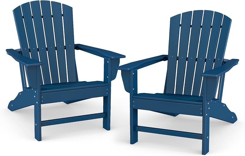 BRIOPAWS Oversized-Adirondack-Chairs Set of 2 | HDPE | All Weather | Blue