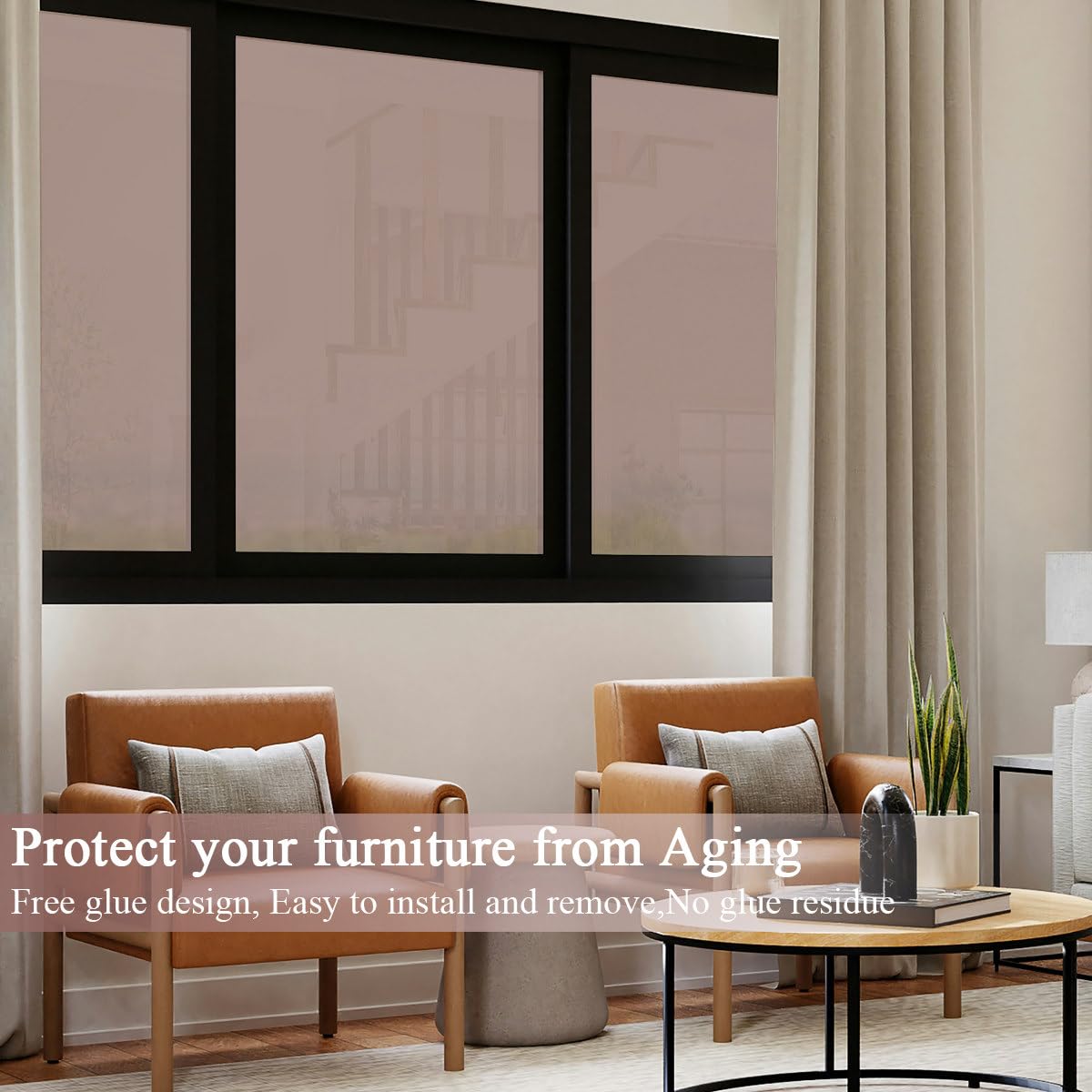 Arthome Pellicola per Vetri Finestre Anti-UV 60cmx460cm, Marrone Argento, Controllo Calore Oscuranti per Finestre Riflettente Adesiva per casa e ufficio Riduzione Abbagliamento solare con strumento