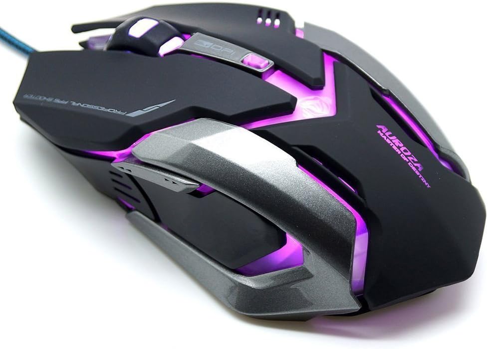 E-3LUE Gaming Mouse with Adjustable DPI,LED USB Optical Ergonomic Wired Computer Mice for Gamer,PC,Mac,Laptop,MacBook,Black