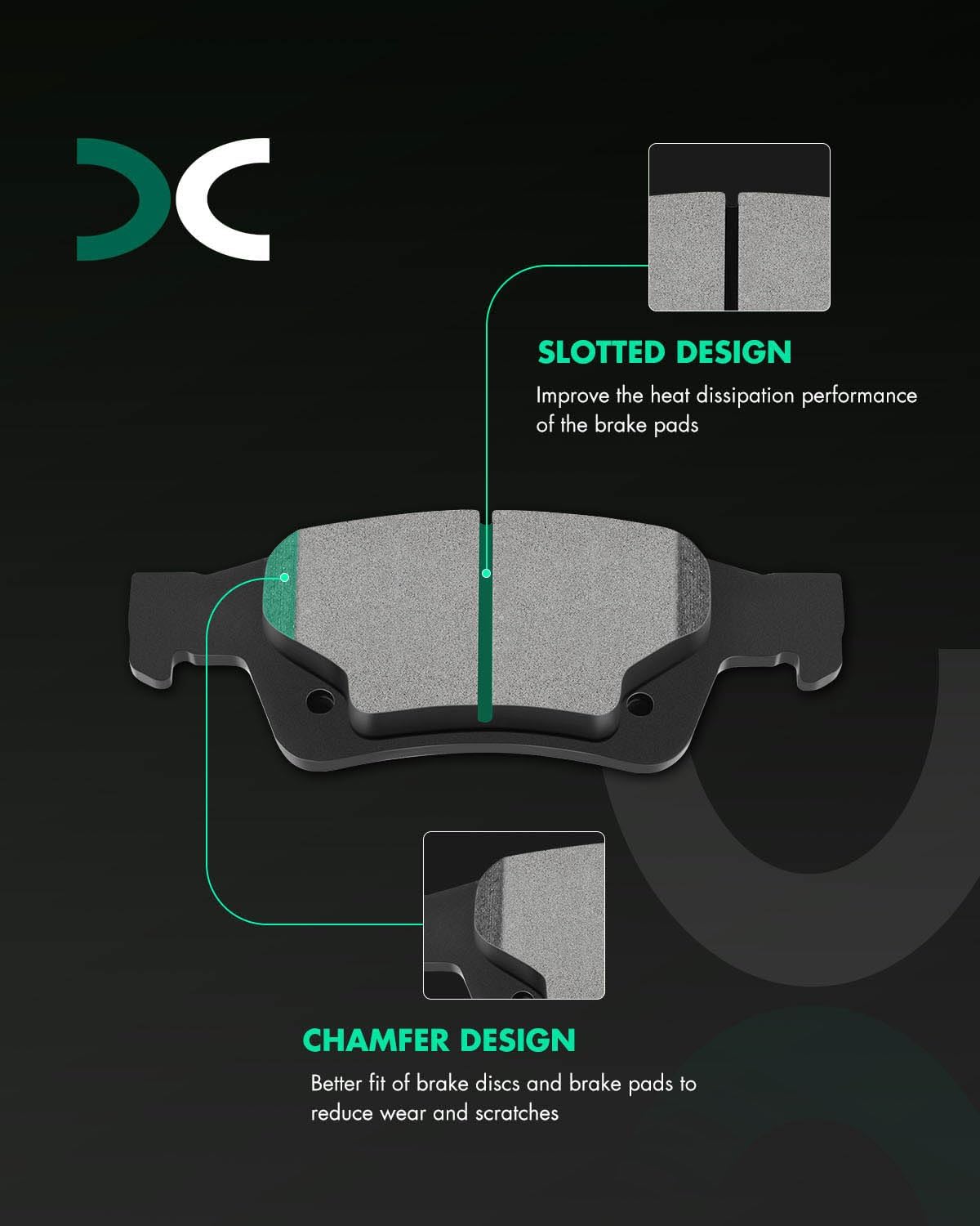 SCITOO D1629 D1498 Front Ceramic Rear Semi-Metal Brake Pad Sets Replacement For Dodge For Durango 2017-2018,For Jeep Grand Cherokee 2017-2019