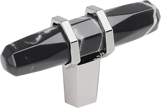 Amerock 2-1/2" Bar Carrione Marble Black/Polished Chrome Cabinet Knob