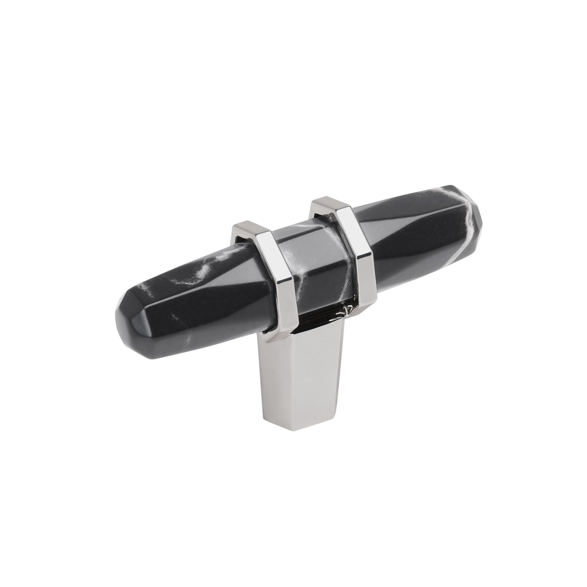 Amerock 2-1/2" Bar Carrione Marble Black/Polished Chrome Cabinet Knob