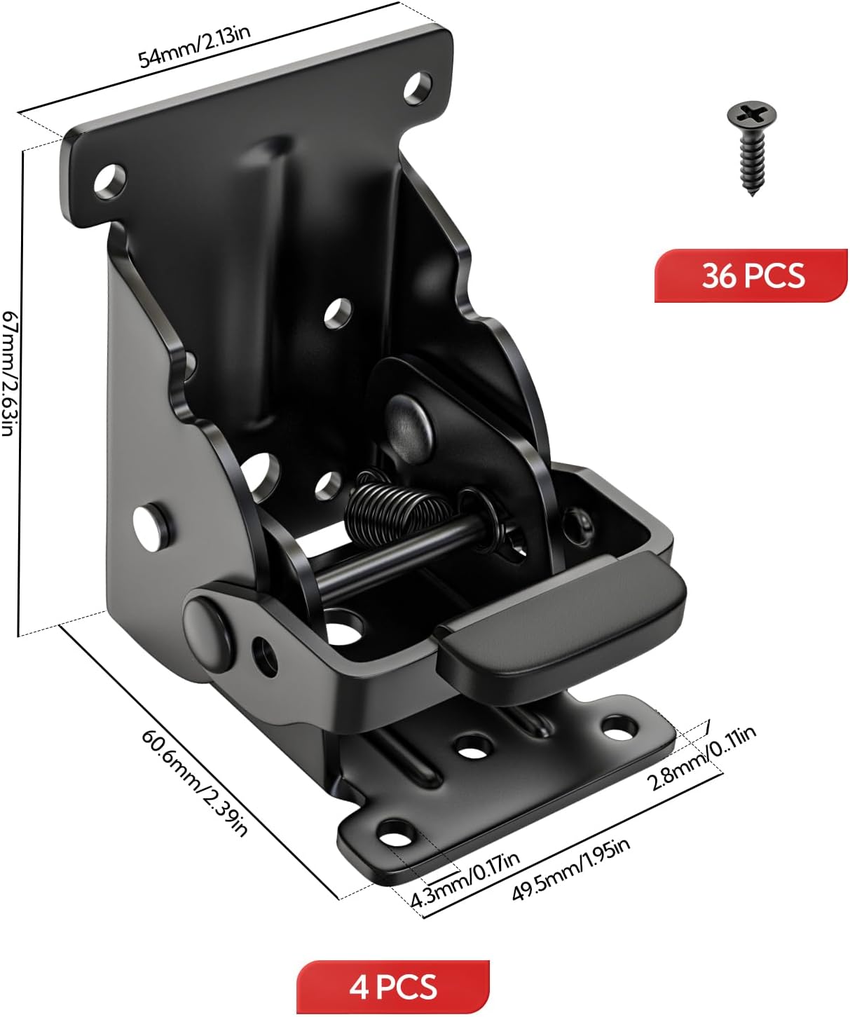 4 Pack Foldable Legs for Table, Heavy Duty Folding Table Brackets Hardware with Screws, Black Self Locking Hinges 90 Degree Support Brackets