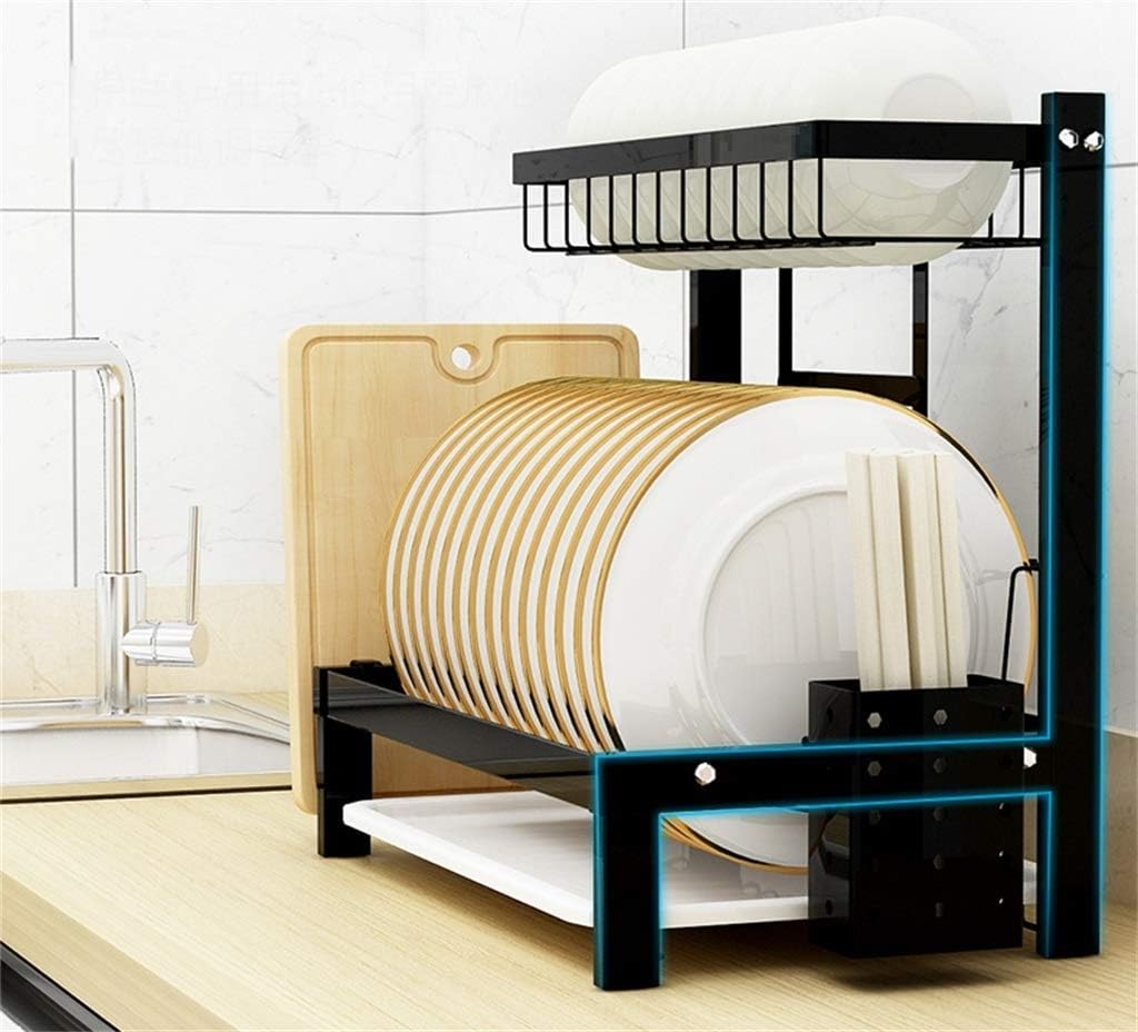 Dish Drying Rack Cutlery Rack Dish Rack Kitchen Drain Rack Storage Rack Rack Countertop Drying Rack Dish Black Stainless Steel Cutlery Drying Rack (Color:Black,Size:B)