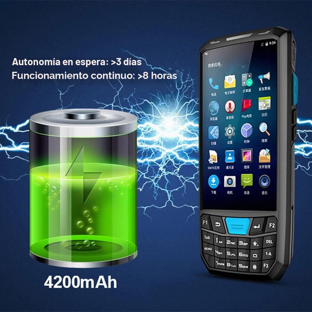 Escáner de código de barras Android 13 portátil con escáner láser Honeywell 1D, compatible Wi-Fi 4G LTE, para entrega en almacén, PDA resistente IP66, 4G+64G