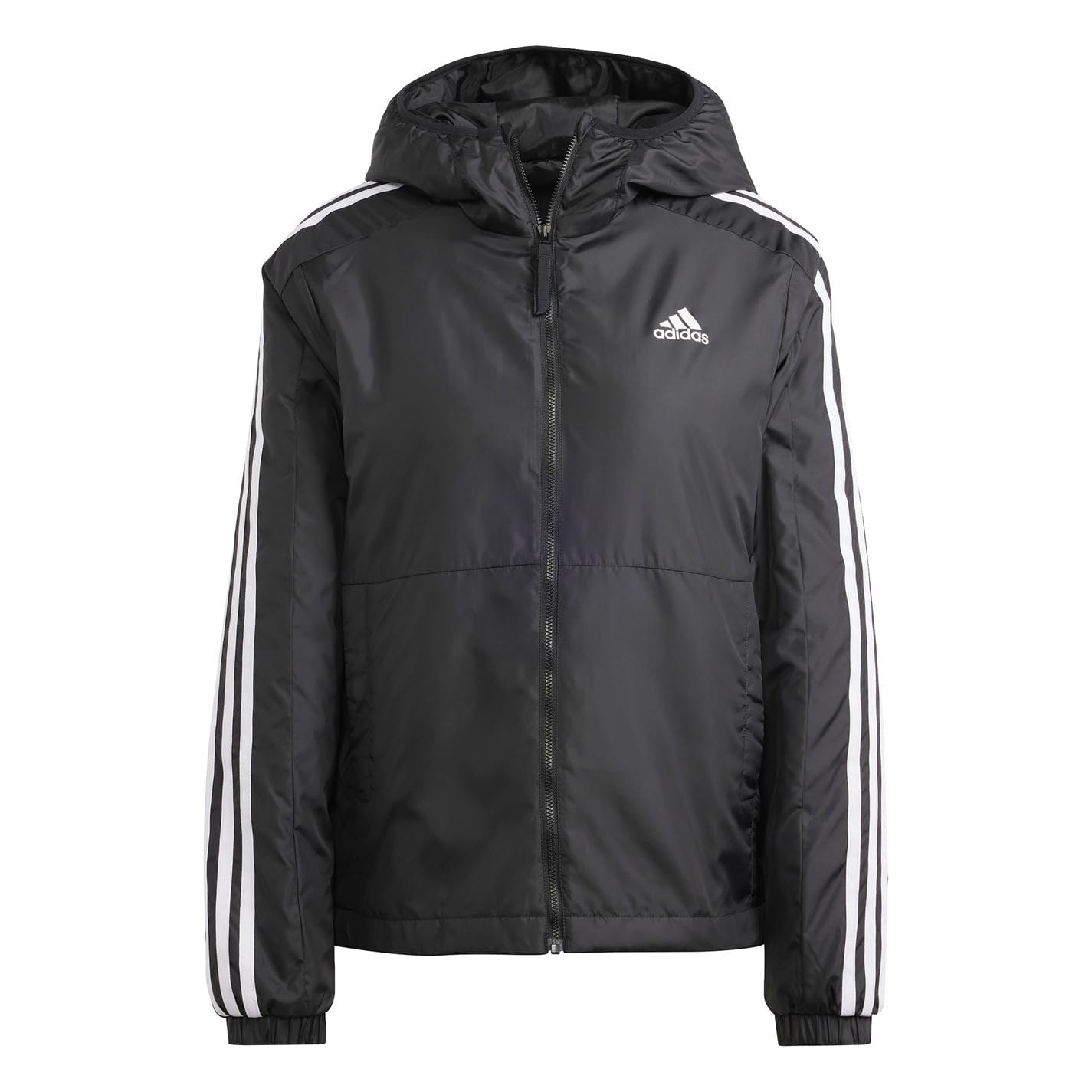 Adidas Women's Noir Hooded Waterproof Jacket Essentials Climawarm 3-Stripes