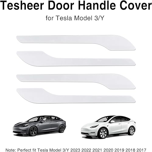 Miniatura 5 de Funda antiarañazos para manija de puerta de automóvil Tesla, para modelo 3Y 2017-2024, accesorios 4 piezas ABS para manija de puerta (ABS blanco