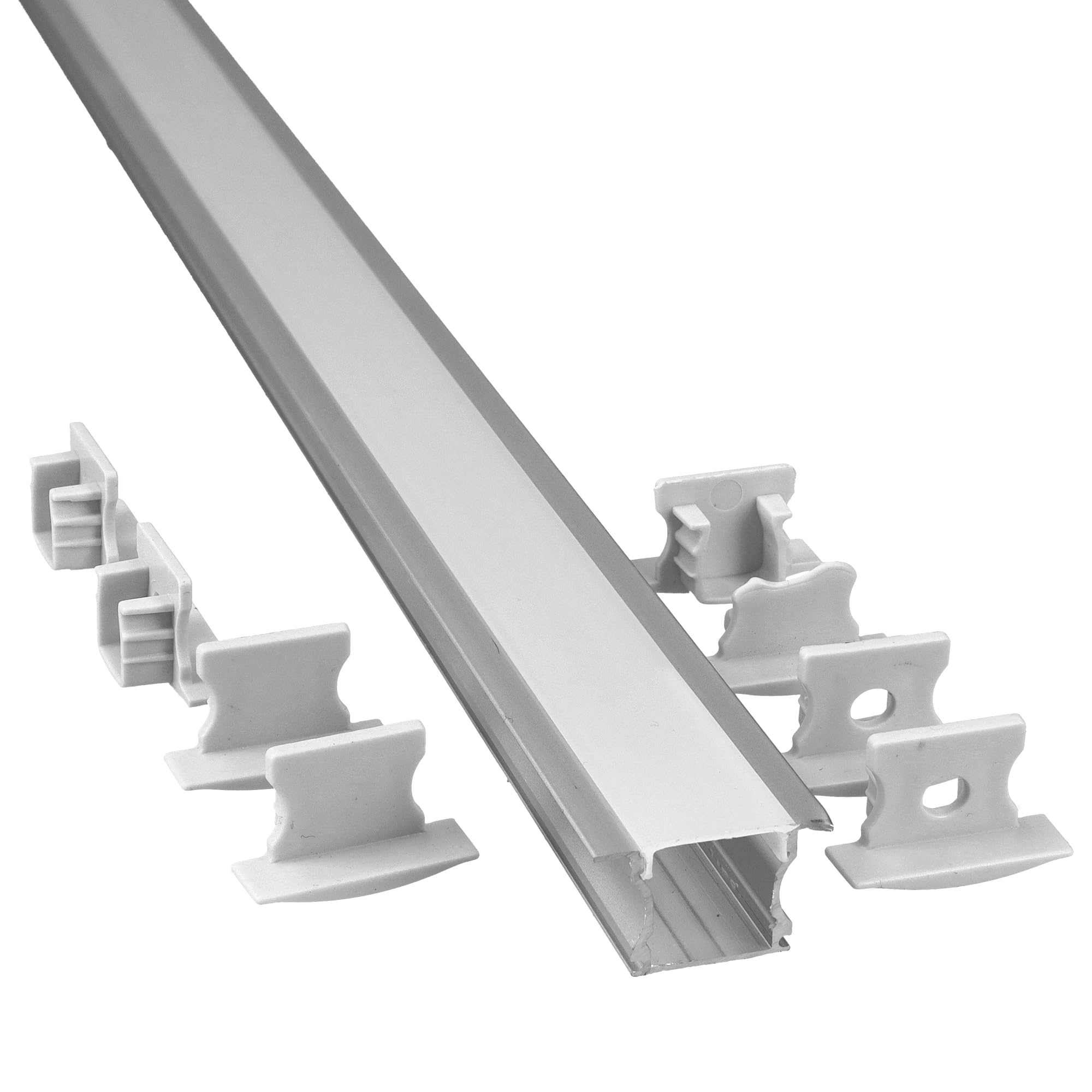 Jandei Alu Profil Für LED Streifen – 2 Meter, Mit Durchsichtigem Deckel, Zum Einbau In Wand/Boden