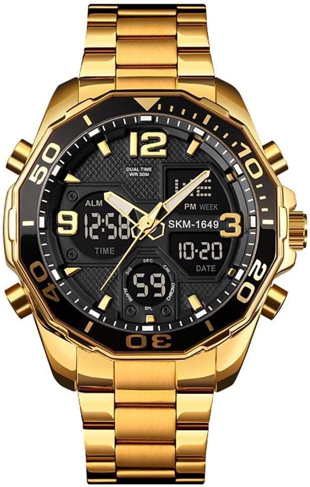 Relógio Masculino 1649 Grande AnaDigi Analógico Digital Multifuncional Original Cronômetro Timer Calendário Ponteiro Luminoso Luz Led Noturna