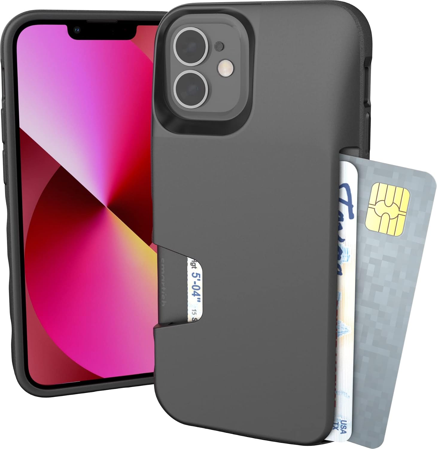 🛒 Crazy Deals Smartish iPhone 12 Mini Wallet Case - Wallet Slayer Vol. 1 [Slim + Protective] Credit Card Holder (Silk) - Black Tie Affair