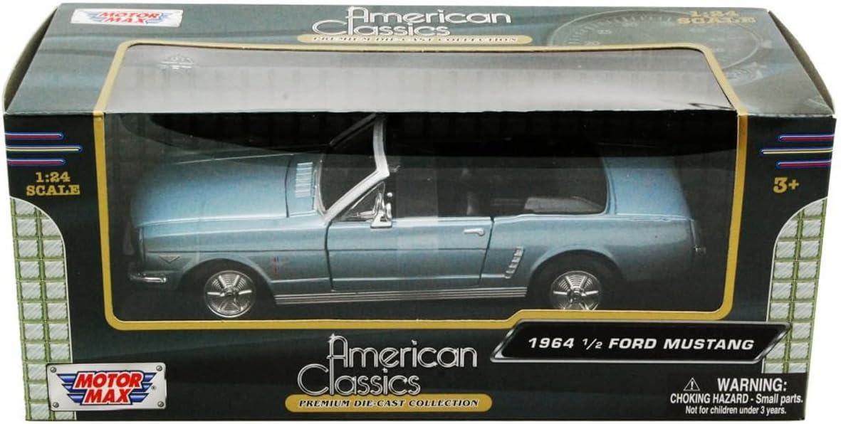 Motormax 1/24 Scale Diecast 1964 1/2 Ford Mustang Convertible in Color Light Blue