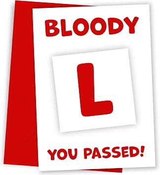 Congratulations Passed Driving Test Card for Him or Her - Congrats on Passing Driving Exam Theory & Practical - New Driver Pass Driving Test Card [Red]