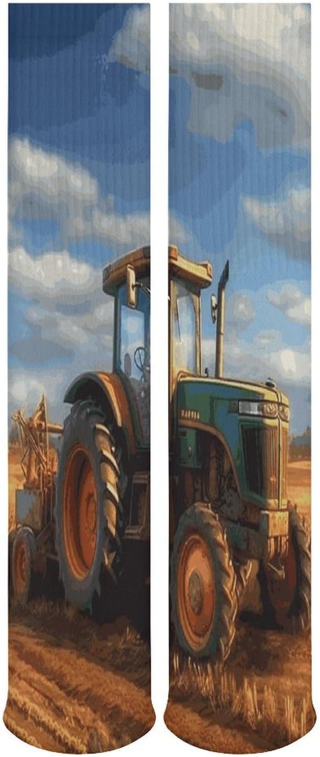 Fantasy Farm Tractor Knee High Socks Cozy Knee High Socks Soft Mid-Length Sock for All Seasons Daily Wear Adult