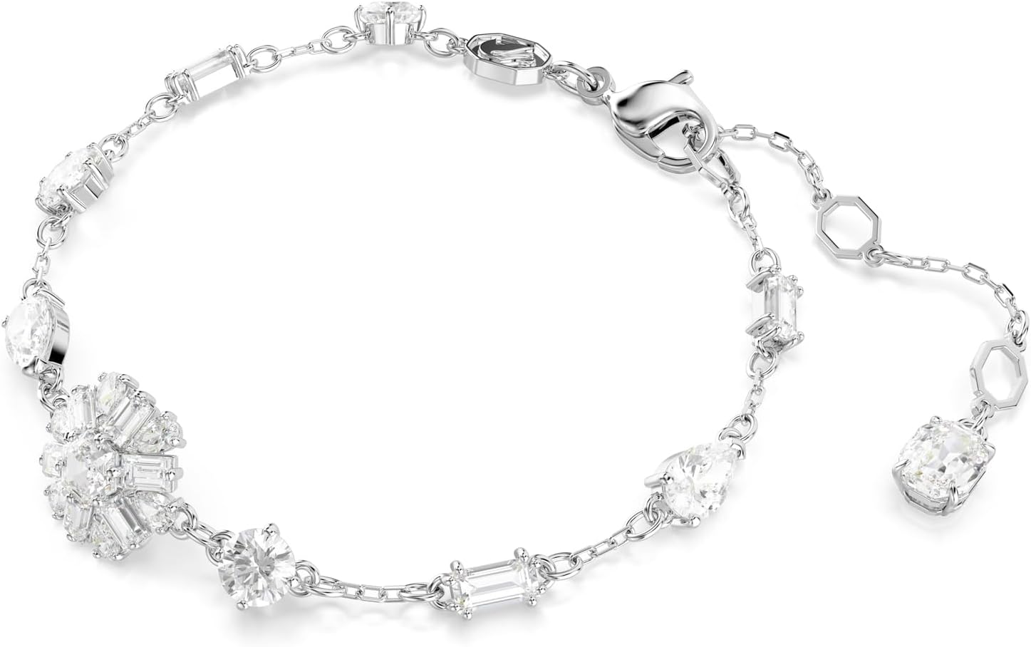 Swarovski Idyllia Bracelet, Mixed Cuts, Snowflake, Clear, Rhodium Finished