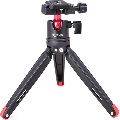 Mini trípode para cámara, trípode completo de mesa, base monopie con cabeza de bola de 360 grados, trípode pequeño de aluminio resistente compatible