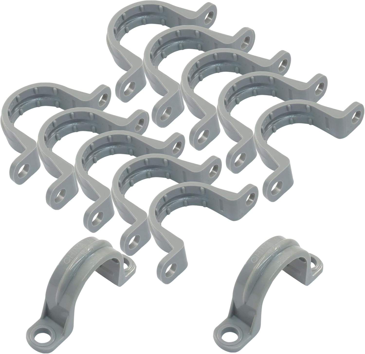 Hitefu 12 Pcs 1/2" PVC Pipe Straps, 2 Hole Conduit Clamp, Conduit Strap Mounting Brackets for Plastic Pipes, Cables, Hose