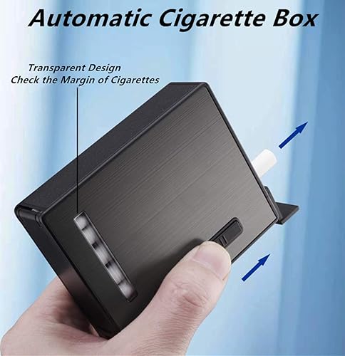 Miniatura 3 de Estuche de cigarrillos de expulsión automática de 20 piezas con encendedor de arco eléctrico recargable, resistente al viento, sin llama, soporte