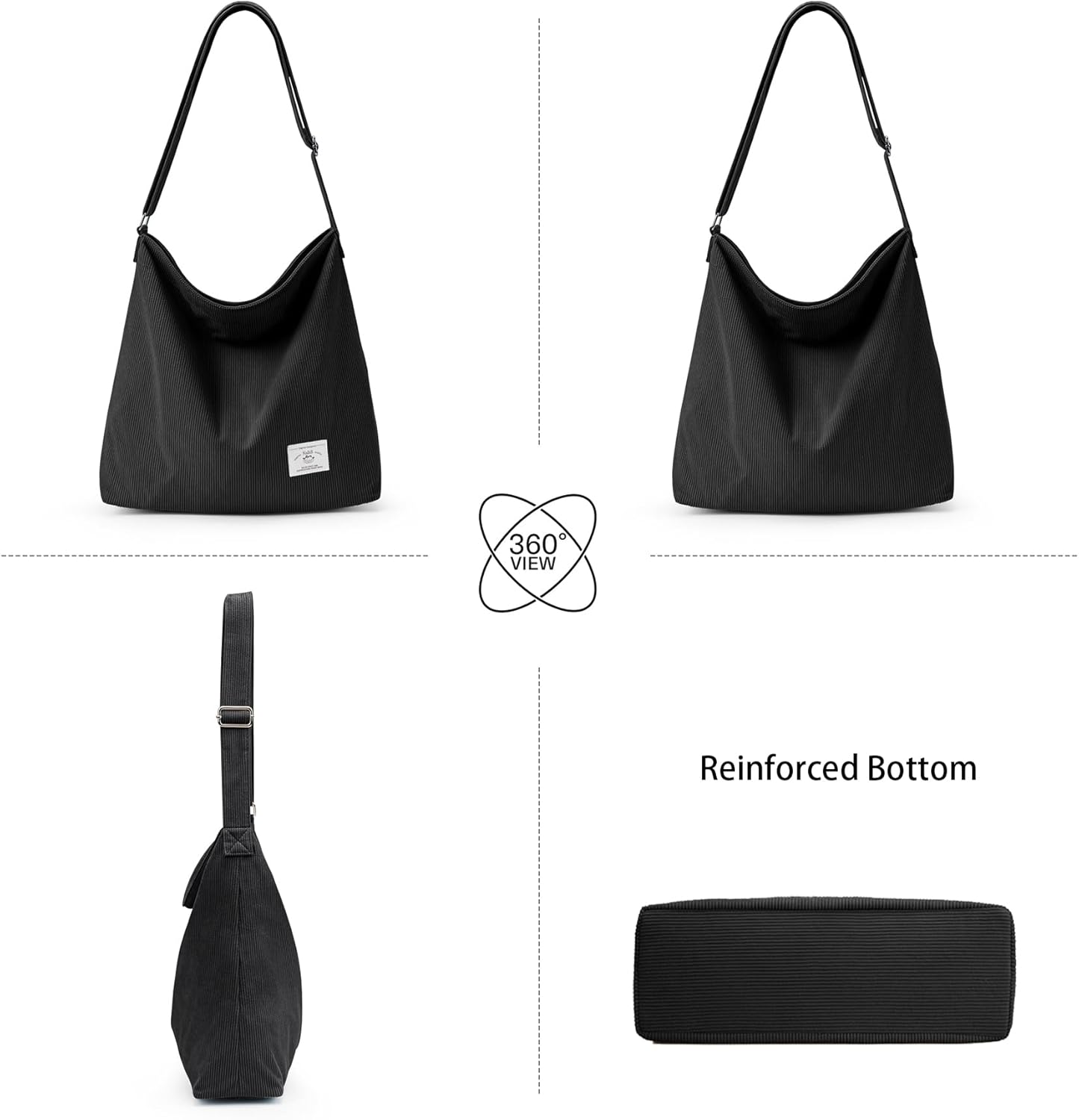 KALIDI Corduroy Tote Bag for Women Casual Zipper Tote Handbag Large Crossbody Hobo Shoulder Bag Work Fashion Women Purse - Image 8