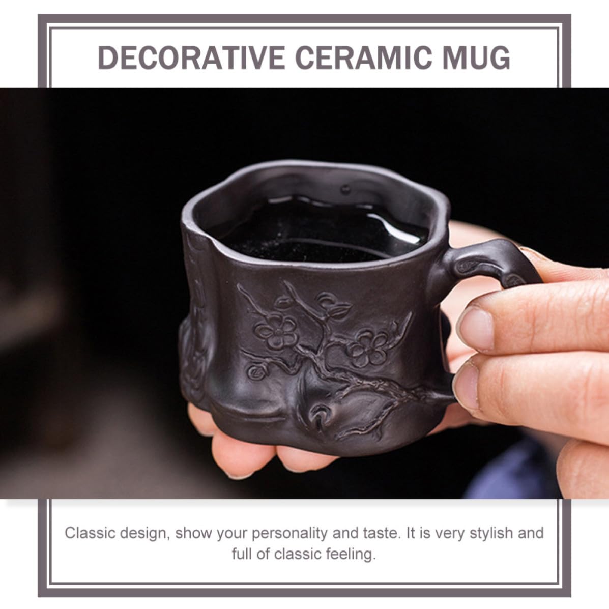 Ceramiczne filiżanki do herbaty, Retro filiżanka do herbaty z uchwytem, ​​60 ml brązowa okrągła