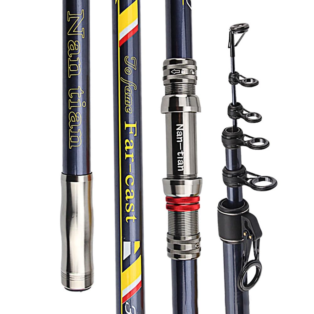 Telescopic Casting Fishing Rod Long Sections Carbon Sea Rod Super Stiff Ultralight 3.6M 3.9M 4.2M 4.5M 5.4M Portable Fishing Pole For Rivers Lakes Ponds & Oceans(4.5M)
